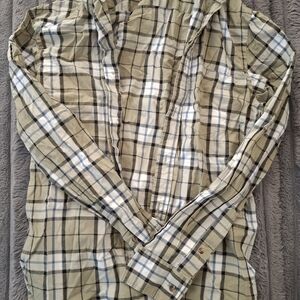 Old Navy Men's Beige Plaid Button Down Shirt